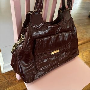 Cole Haan Oxblood Patent Handbag Chain Embellished